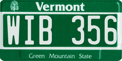 VT license plate WIB356
