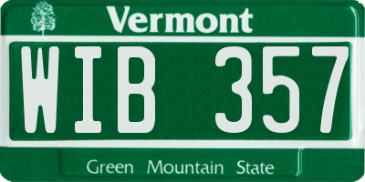 VT license plate WIB357