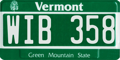 VT license plate WIB358