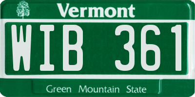 VT license plate WIB361