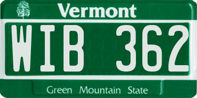 VT license plate WIB362