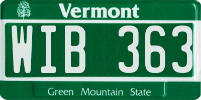 VT license plate WIB363