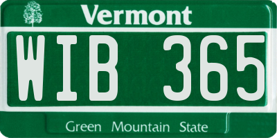 VT license plate WIB365