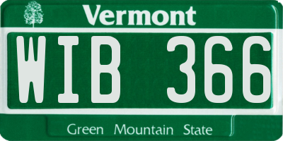 VT license plate WIB366