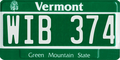 VT license plate WIB374