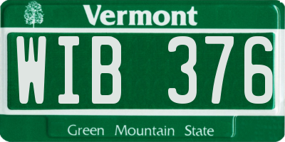 VT license plate WIB376