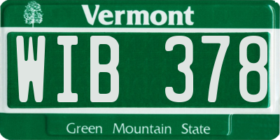 VT license plate WIB378