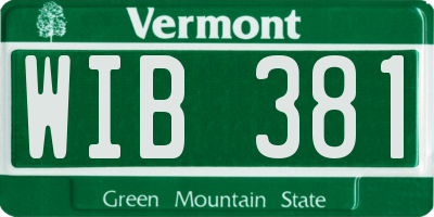 VT license plate WIB381