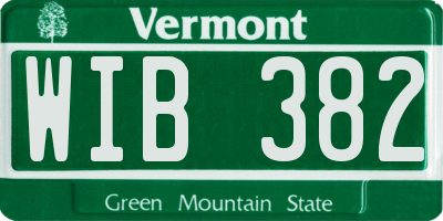 VT license plate WIB382