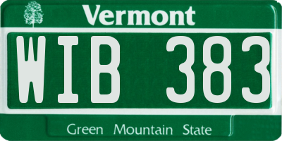 VT license plate WIB383