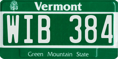 VT license plate WIB384