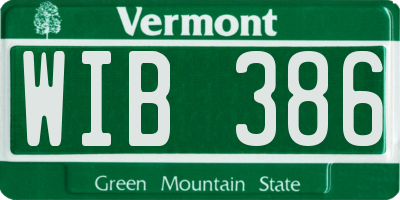 VT license plate WIB386