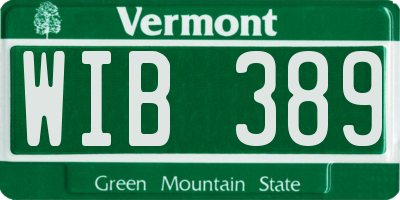 VT license plate WIB389