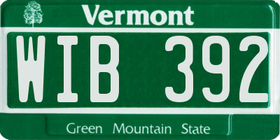 VT license plate WIB392