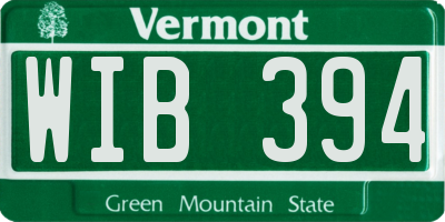 VT license plate WIB394