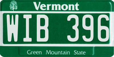 VT license plate WIB396