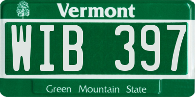 VT license plate WIB397