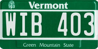 VT license plate WIB403