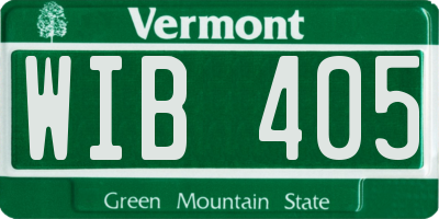 VT license plate WIB405