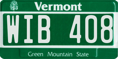 VT license plate WIB408