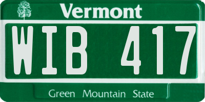 VT license plate WIB417