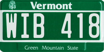 VT license plate WIB418