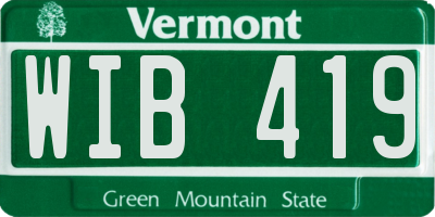VT license plate WIB419