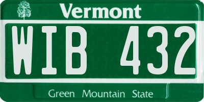 VT license plate WIB432
