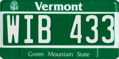 VT license plate WIB433