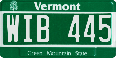 VT license plate WIB445