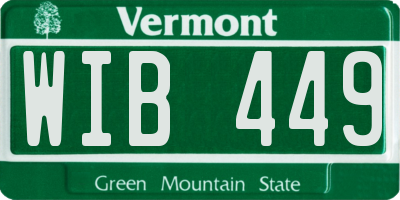 VT license plate WIB449