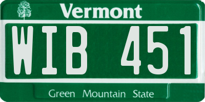 VT license plate WIB451