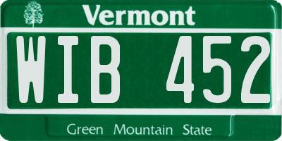 VT license plate WIB452