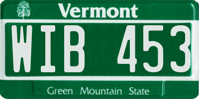 VT license plate WIB453