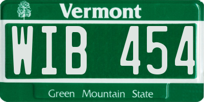 VT license plate WIB454