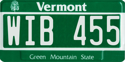 VT license plate WIB455