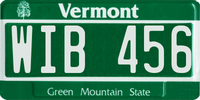 VT license plate WIB456