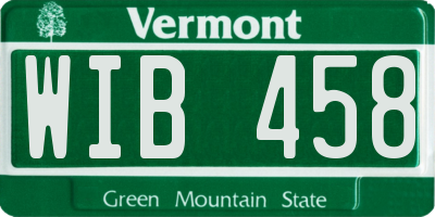 VT license plate WIB458