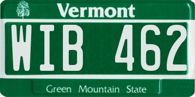 VT license plate WIB462