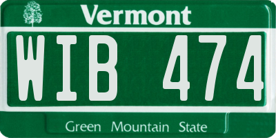 VT license plate WIB474