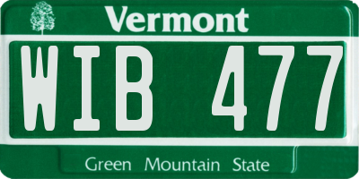 VT license plate WIB477