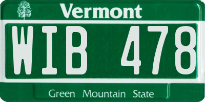 VT license plate WIB478