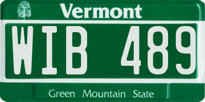 VT license plate WIB489