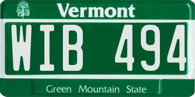 VT license plate WIB494