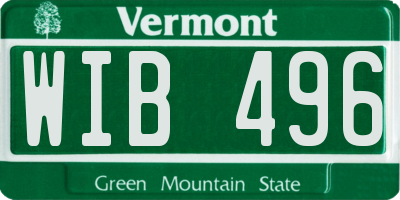 VT license plate WIB496