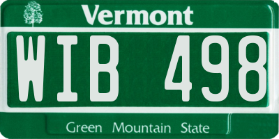 VT license plate WIB498