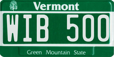 VT license plate WIB500