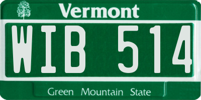 VT license plate WIB514