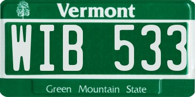 VT license plate WIB533