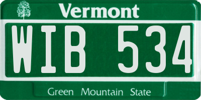 VT license plate WIB534